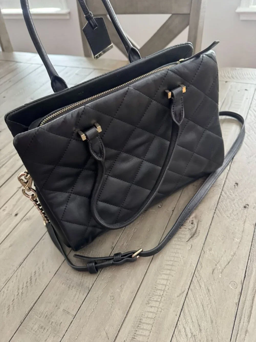 KATE SPADE emerson place olivera quilted leather satchel bag black